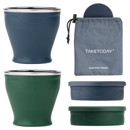 TakeToday Collapsible Cup 8 oz, Foldable with Lid for Travel, Charcoal