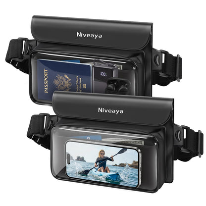 Niveaya IPX8 Floating Waterproof Fanny Pack Holds Phone, Passport & Cash