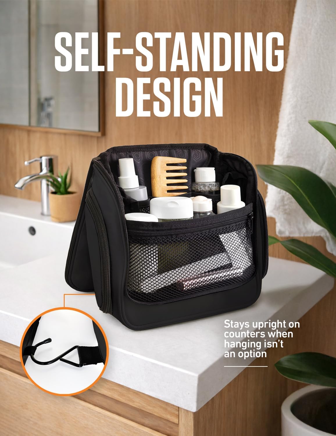 VENTURE 4TH Hanging Travel Toiletry Bag, 18 Compartments - Black