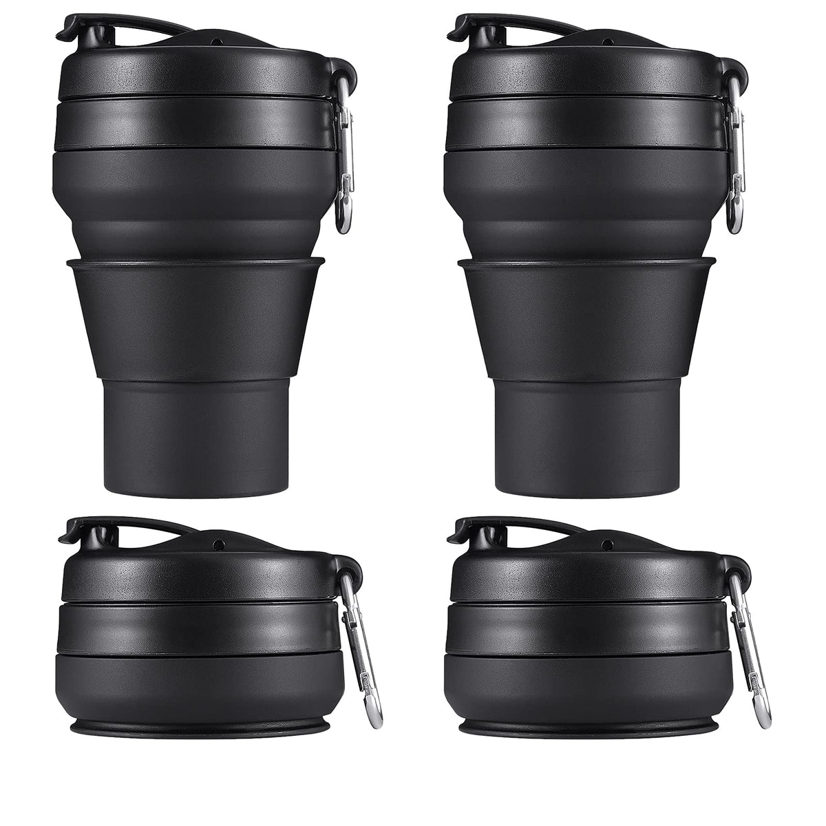 Collapsible Cup for Traveling, 20 OZ 600ml Large Silicone Folding Camping Mug, Leak Proof BPA Free Portable Reusable Bottle for Coffee, Tea, Water, Camping, Hiking, Outdoor (Black)