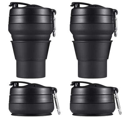 Collapsible Cup for Traveling, 20 OZ 600ml Large Silicone Folding Camping Mug, Leak Proof BPA Free Portable Reusable Bottle for Coffee, Tea, Water, Camping, Hiking, Outdoor (Black)