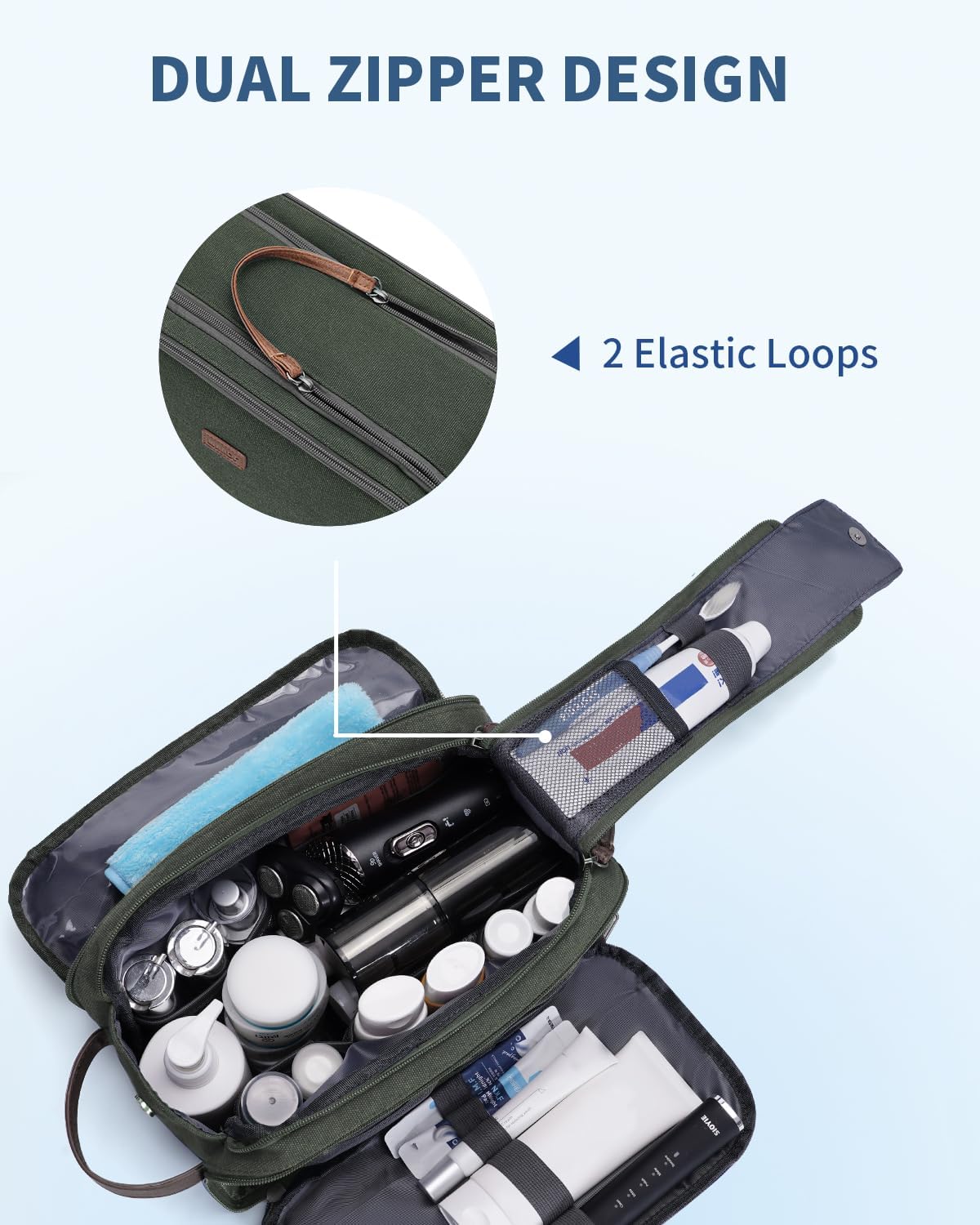 WANDF Travel Toiletry Bag for Men, Canvas Shaving Dopp Kit