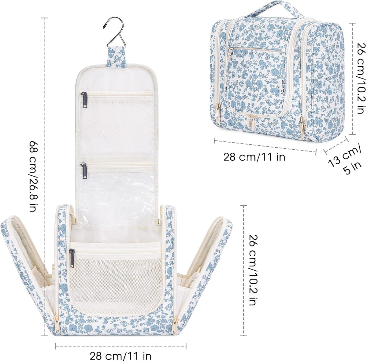 Narwey Hanging Toiletry Bag for Women Travel Makeup Bag Organizer Toiletries Bag for Cosmetics Essentials Accessories
