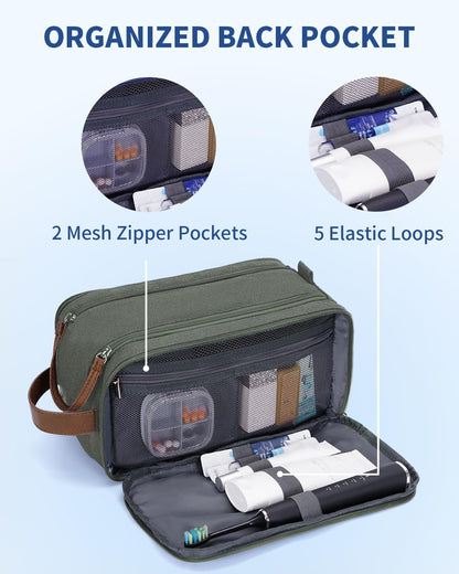 WANDF Travel Toiletry Bag for Men, Canvas Shaving Dopp Kit