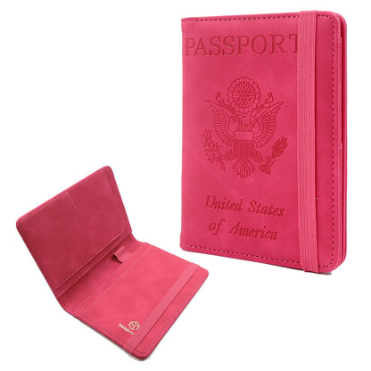 Melsbrinna Premium Leather Passport Holder Covers Case, Waterproof Rfid Blocking Travel Wallet Passport Holder with Pen Holder, Cute Passport Book for Women/Men