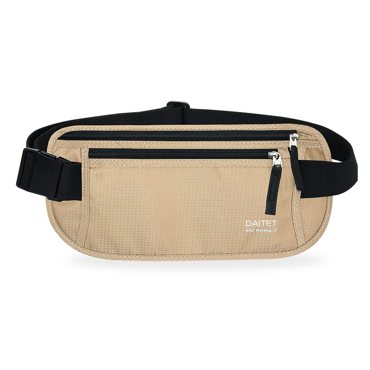 Money Belt - Passport Holder Secure Hidden Travel Wallet with RFID Blocking, Undercover Fanny Pack (Black)