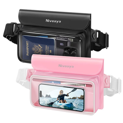 Niveaya IPX8 Floating Waterproof Fanny Pack Holds Phone, Passport & Cash