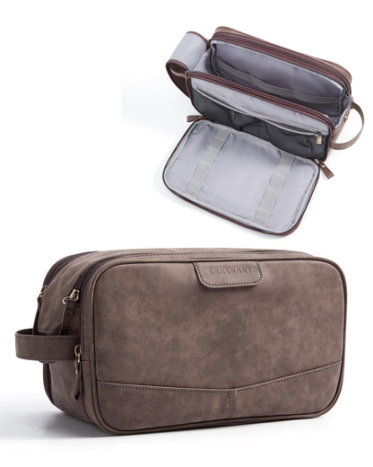 BAGSMART Large Toiletry Bag for Men, PU Leather Water Resistant, Black