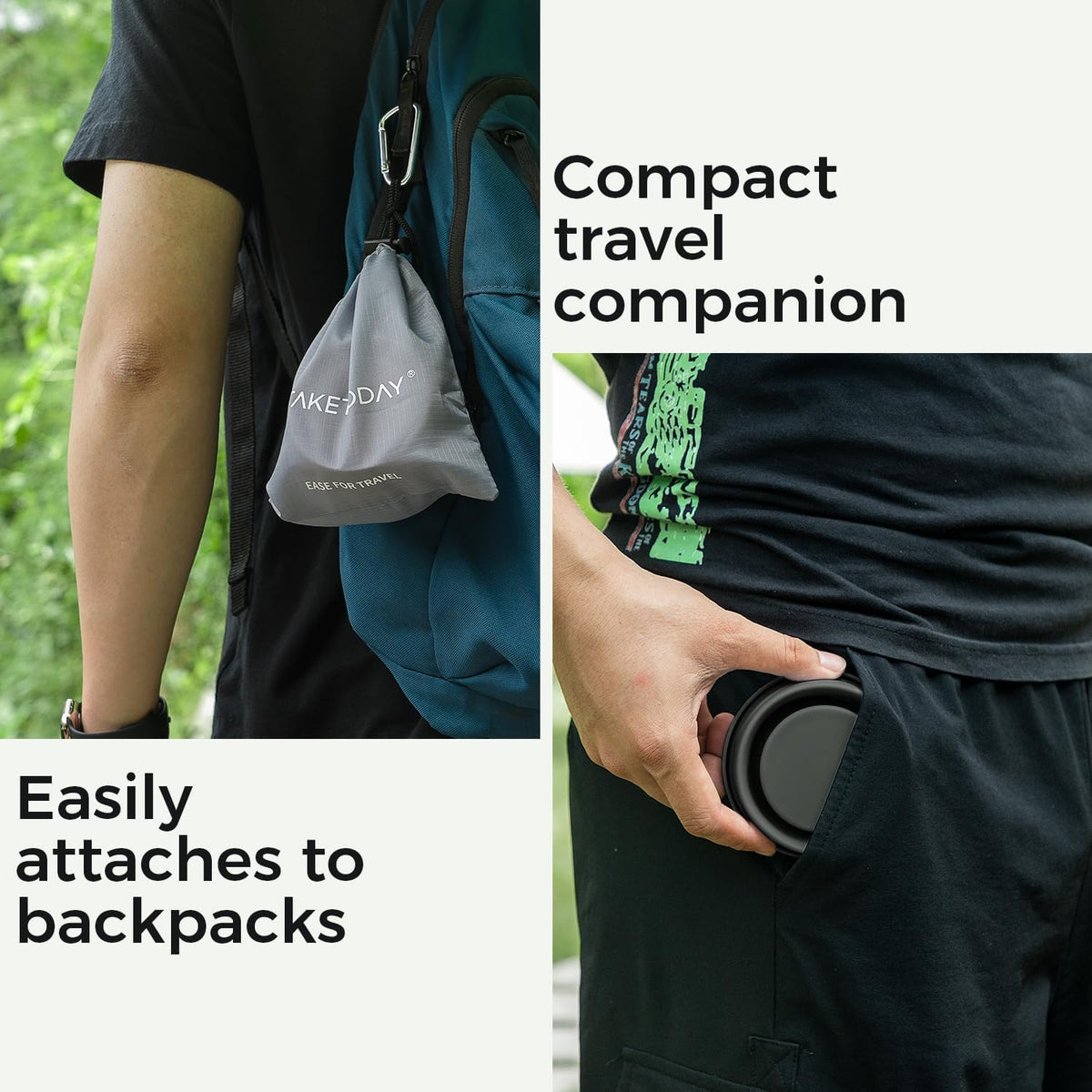 TakeToday Collapsible Cup 8 oz, Foldable with Lid for Travel, Charcoal
