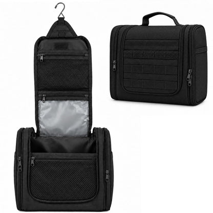 Hanging Toiletry Bag for Men, Large Travel Bathroom Bag with Hook, Multiple Compartments Hygiene Bag Organizer for Shower, Toiletries & Grooming Essentials Business - Black