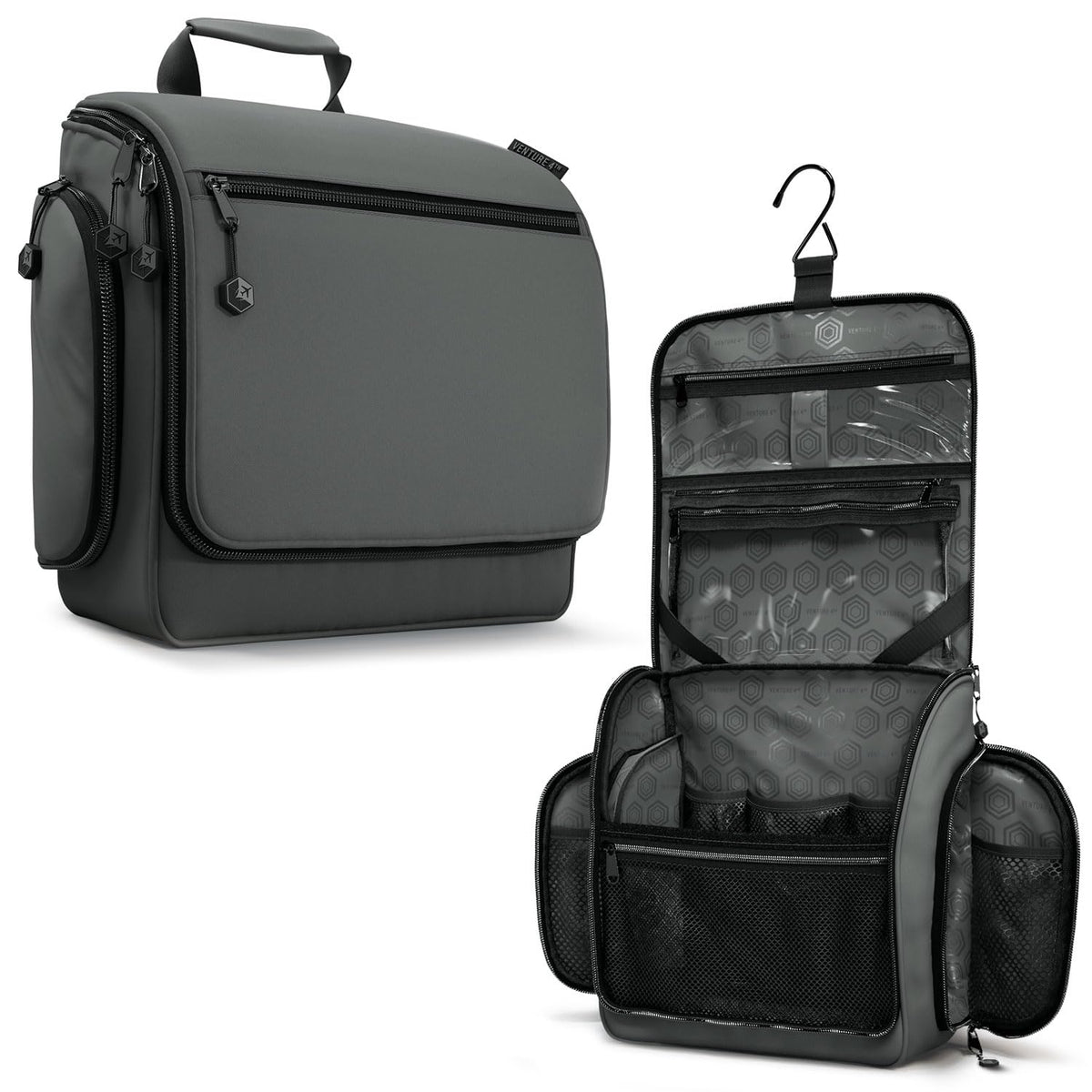 VENTURE 4TH Hanging Travel Toiletry Bag, 18 Compartments - Black