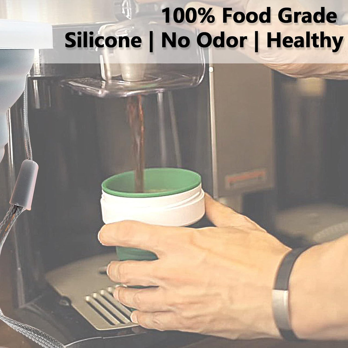 Litoexpe 2 Pack Silica gel Collapsible Travel Cup 270ml, Grey & Green