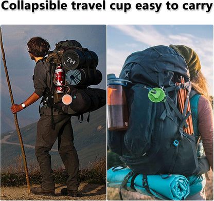 Litoexpe 2 Pack Silica gel Collapsible Travel Cup 270ml, Grey & Green