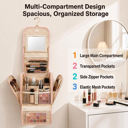 Women Travel Toiletry Bag Large Hanging Toiletry Bag with Mirror