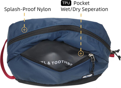 Travel Toiletry Bag 8L, Large Packing Cube with Waterproof TPU Wet/Dry Compartment