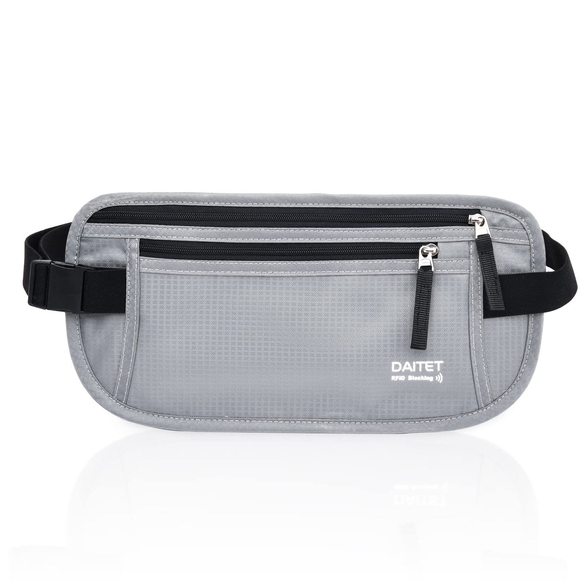 Money Belt - Passport Holder Secure Hidden Travel Wallet with RFID Blocking, Undercover Fanny Pack (Black)
