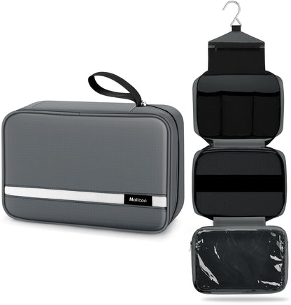 Maliton Toiletry Bag for Men & Women Travel Toiletry Bag Hanging Toiletry Bag Hygiene Organizer with 4 Compartments Waterproof Bathroom Shower Bag Large Toiletries Travel Bag(Black)