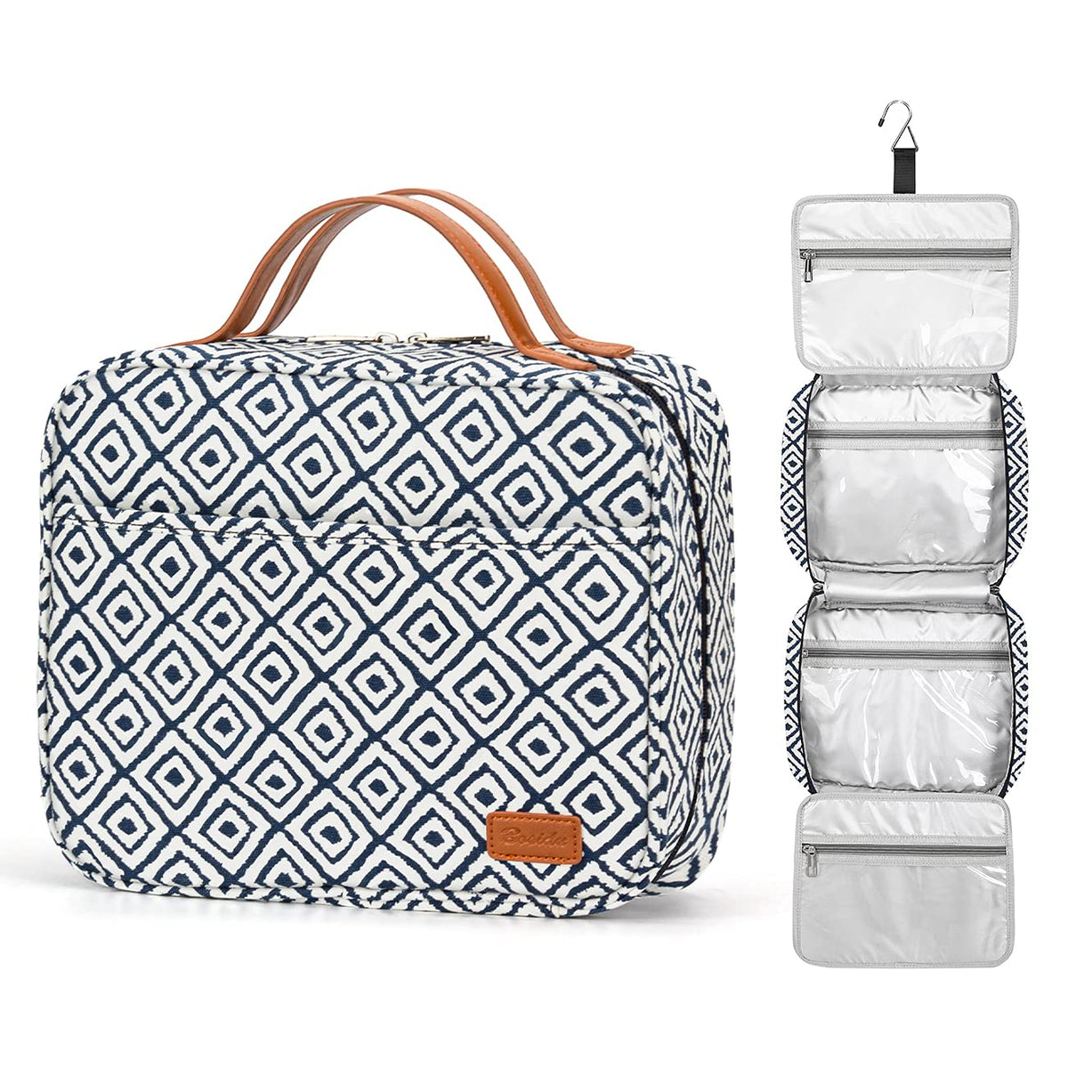 Bosidu Hanging Travel Toiletry Bag,Large Capacity Cosmetic Travel Toiletry Organizer for Women with 4 Compartments & 1 Sturdy Hook,Perfect for Travel/Daily Use/Christmas