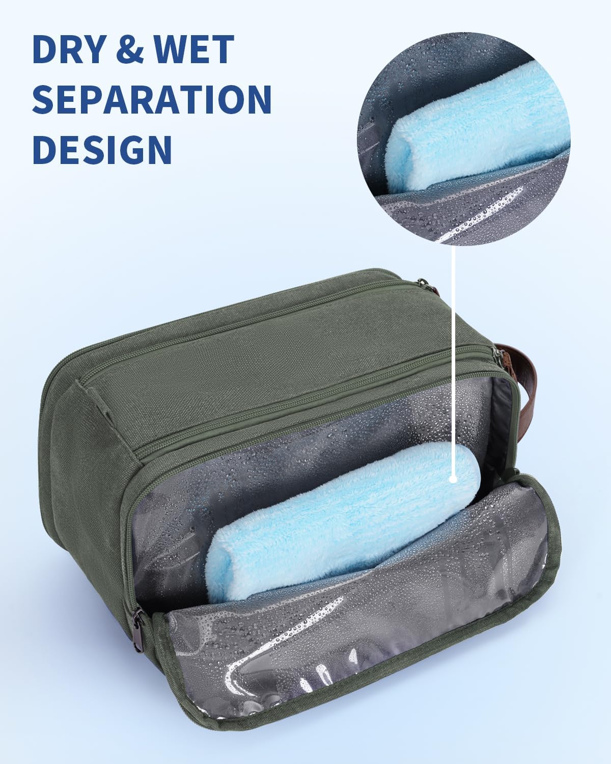 WANDF Travel Toiletry Bag for Men, Canvas Shaving Dopp Kit