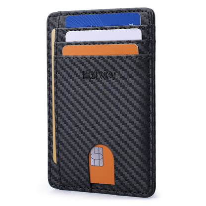 Buffway Slim Minimalist Front Pocket RFID Blocking Leather Wallets for Men and Women - Cross Black