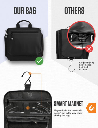 VENTURE 4TH Hanging Travel Toiletry Bag, 18 Compartments - Black