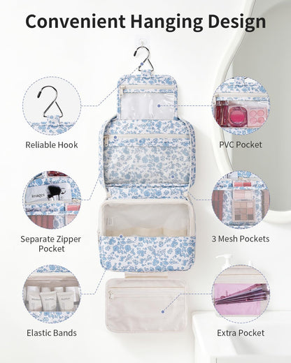 Narwey Hanging Travel Toiletry Bag for Women, Large Makeup Cosmetic Bag