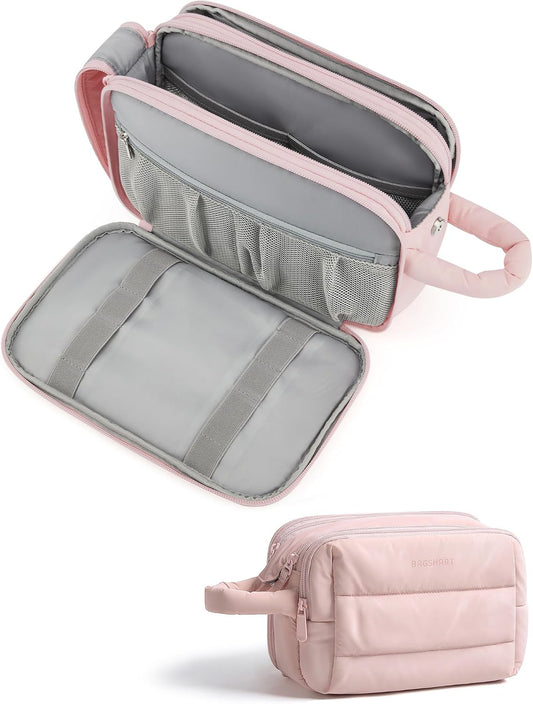 BAGSMART Travel Toiletry Bag for Women, Water-resistant, Pink