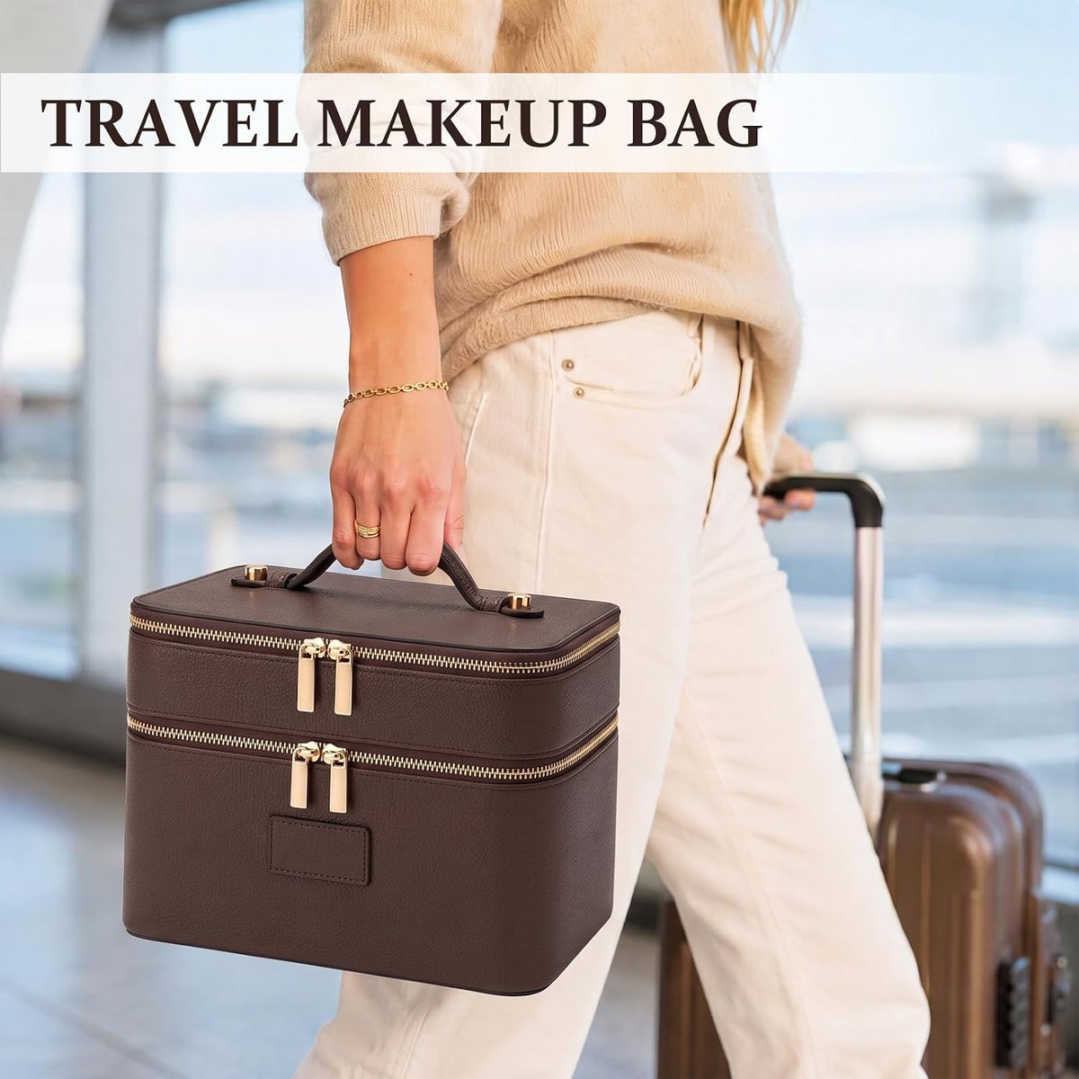 Makeup Bag for Women, Large Capacity Travel Organizer
