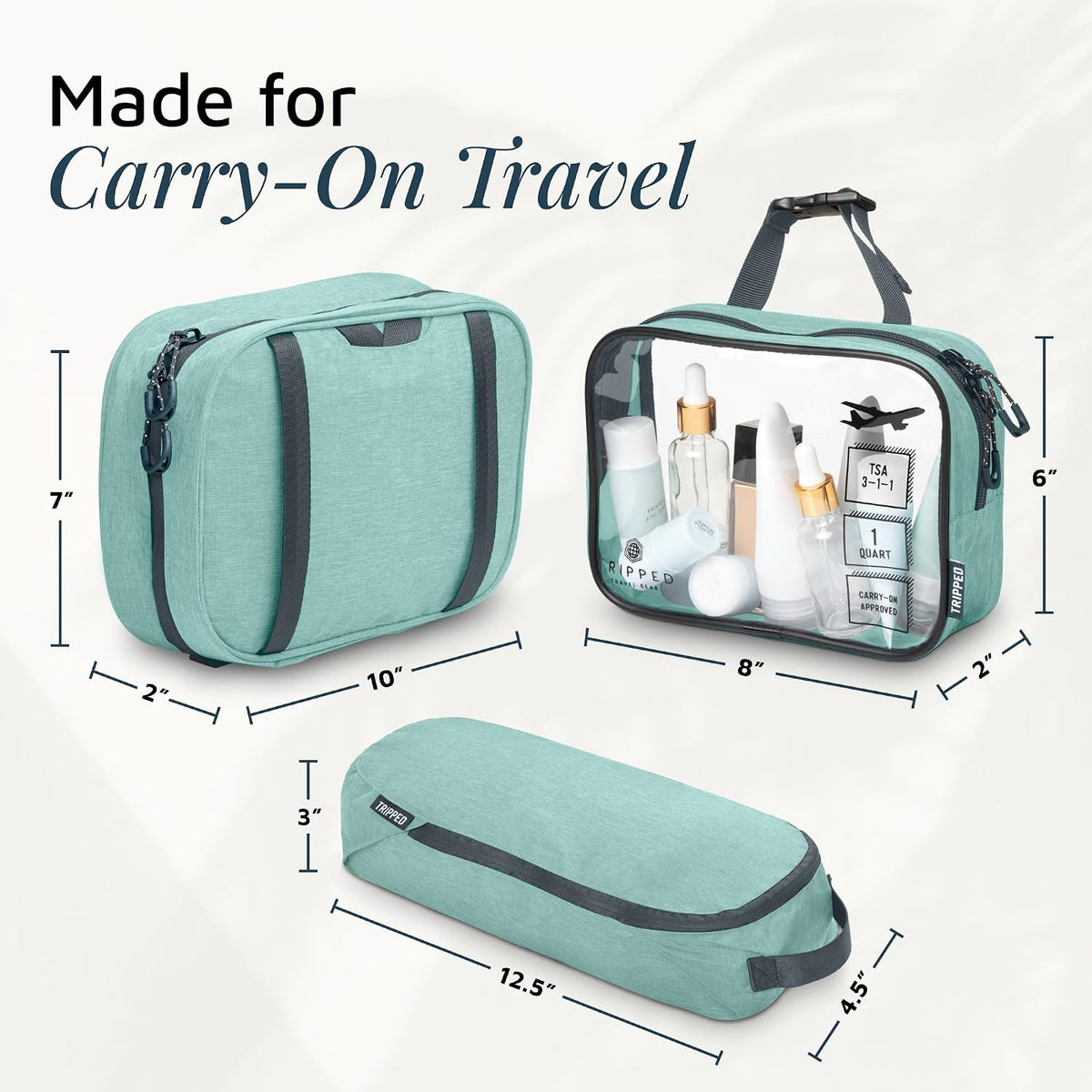 TRIPPED Travel Gear 3-Piece Travel Toiletry Bag Set