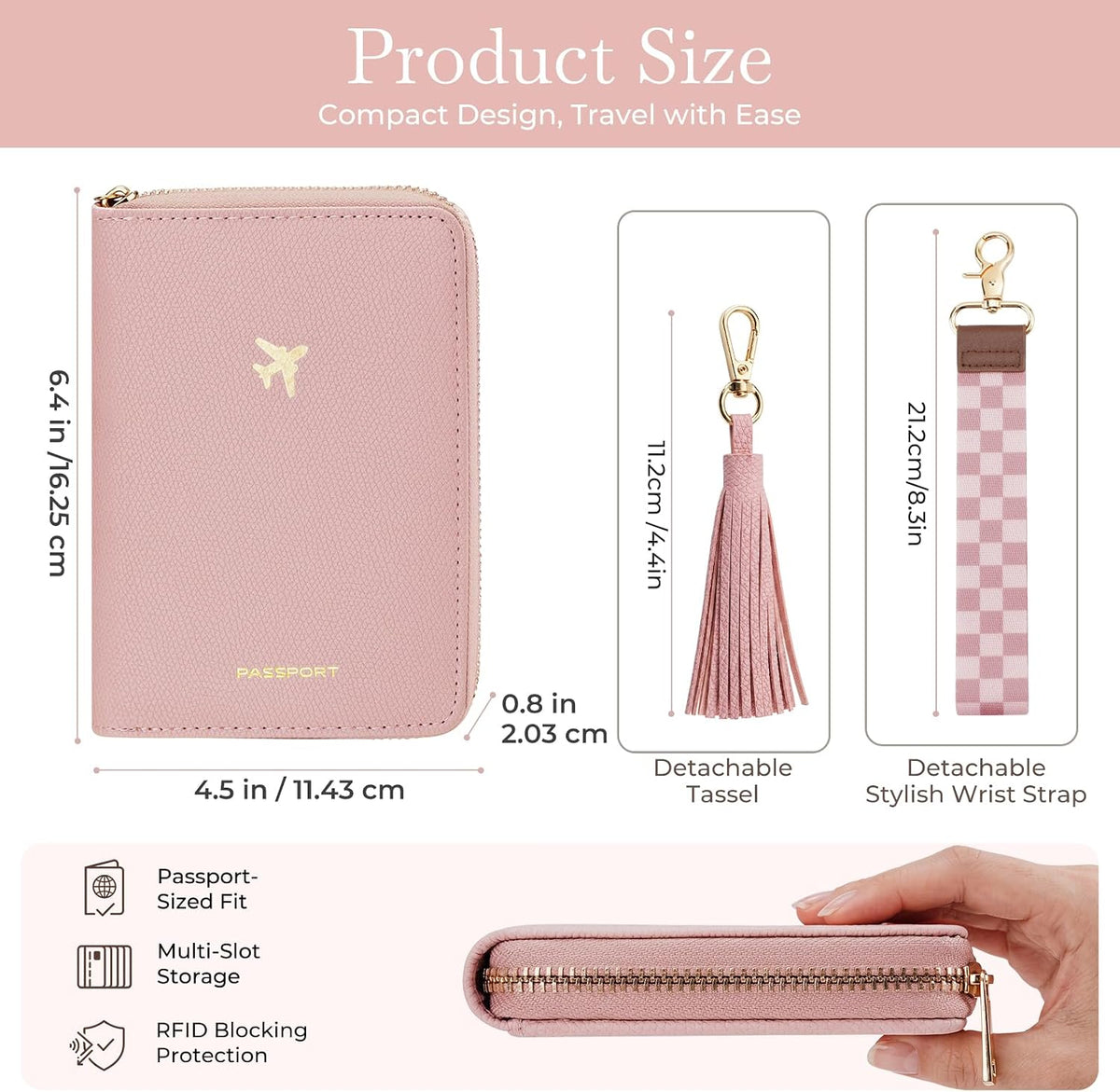 wakawaga Passport Holder For Travel For Women With Detachable Wrist Strap