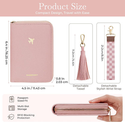 wakawaga Passport Holder For Travel For Women With Detachable Wrist Strap