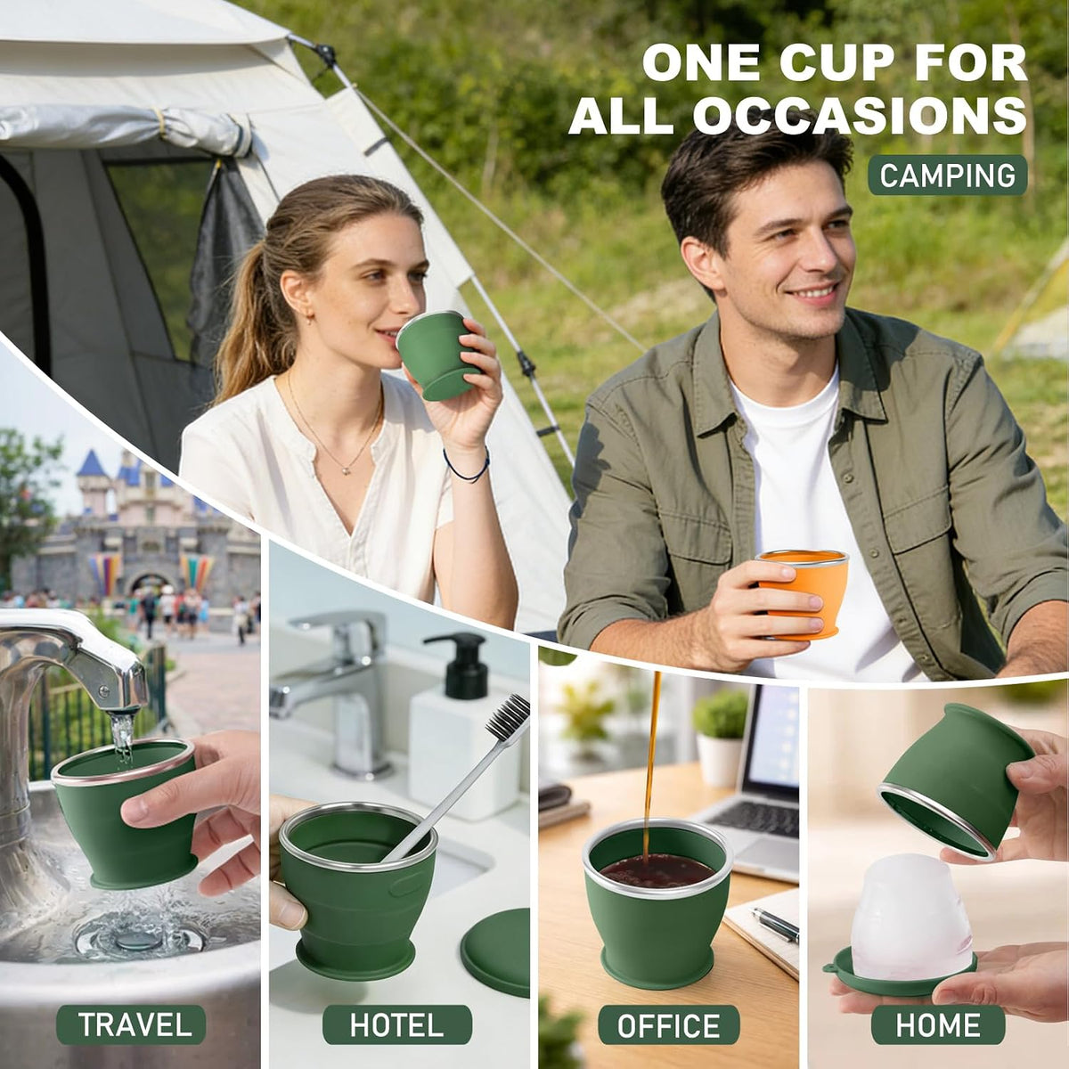 Collapsible Travel Cup, Foldable Water Cup with Lid, for Travel