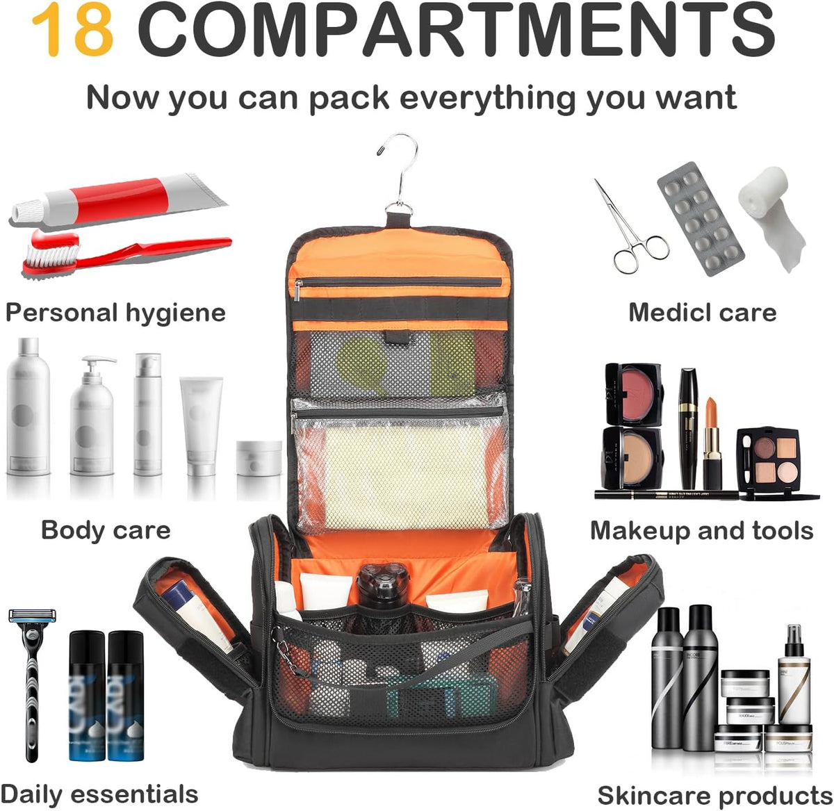 Tactical Toiletry Bag for Men, Hanging Travel Toiletry Bag Men Dropp Kit