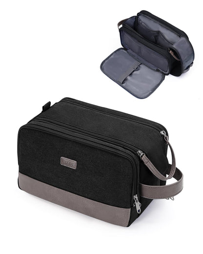 WANDF Travel Toiletry Bag for Men, Canvas Shaving Dopp Kit