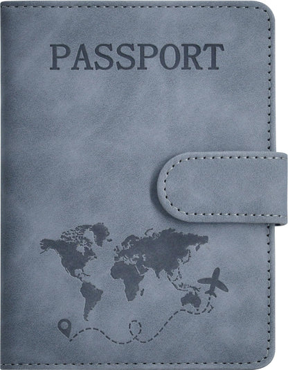 Passport Holder, Leather Travel Wallet RFID Blocking Card Cases Cover
