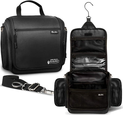 Travel Toiletry Bag for Men and Women - (10.6”x10.6”x3.2”) Large Hanging Toiletry Organizer - Waterproof Hygiene Bag with Metal XXL Swivel Hook, with Sturdy Zippers and 19 Compartments for Toiletries