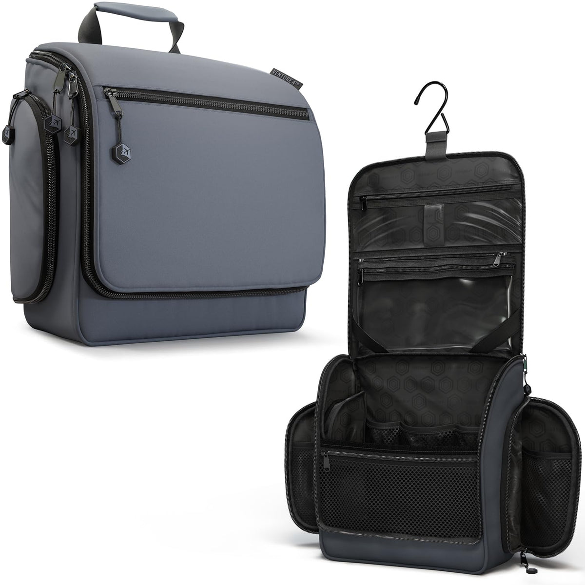 VENTURE 4TH Hanging Travel Toiletry Bag, 18 Compartments - Black