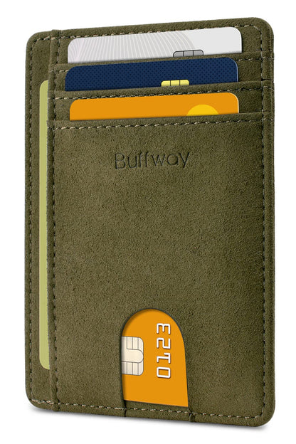 Buffway Slim Minimalist Front Pocket RFID Blocking Leather Wallets for Men and Women - Cross Black