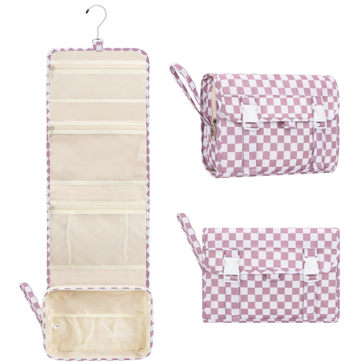 Relavel Small Hanging Toiletry Bag for Women, Floral Hanging Organizer