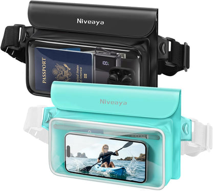 Niveaya IPX8 Floating Waterproof Fanny Pack Holds Phone, Passport & Cash