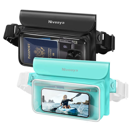 Niveaya IPX8 Floating Waterproof Fanny Pack Holds Phone, Passport & Cash
