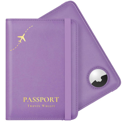 Stouchi Passport Holder with AirTag Slot– Slim RFID Travel Wallet