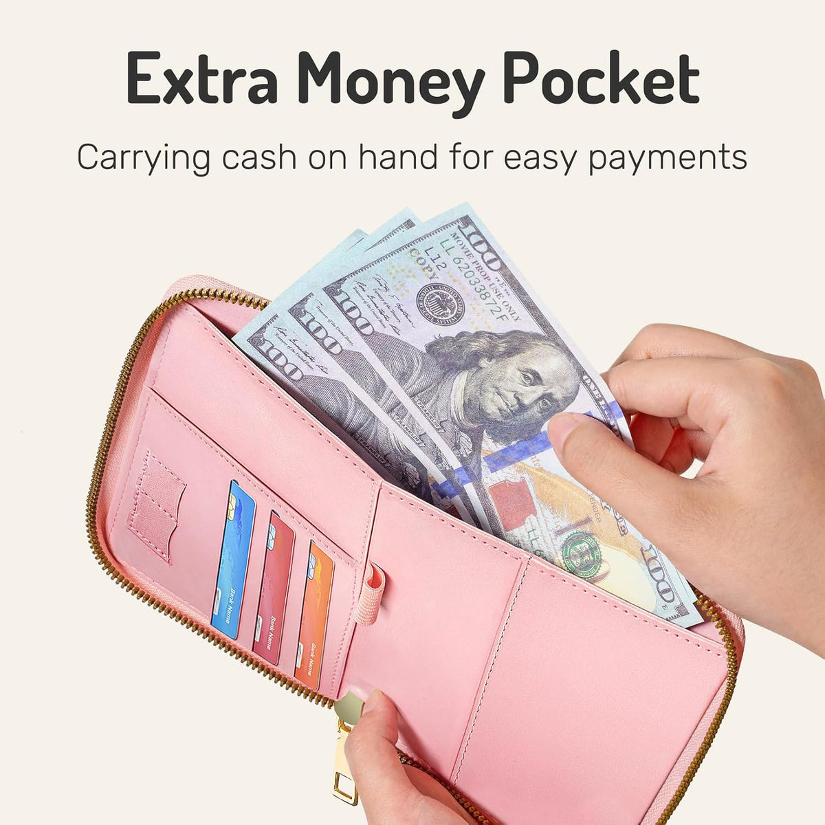 Forvencer Safe Zipper Passport Holder Cover, Passport Wallet for Travel