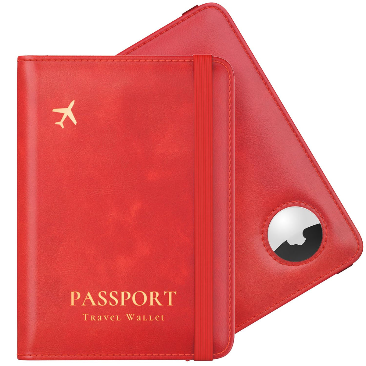 Stouchi Passport Holder with AirTag Slot– Slim RFID Travel Wallet