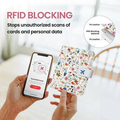 Passport Holder for Travel, RFID Blocking Wallet with Magnetic Closure