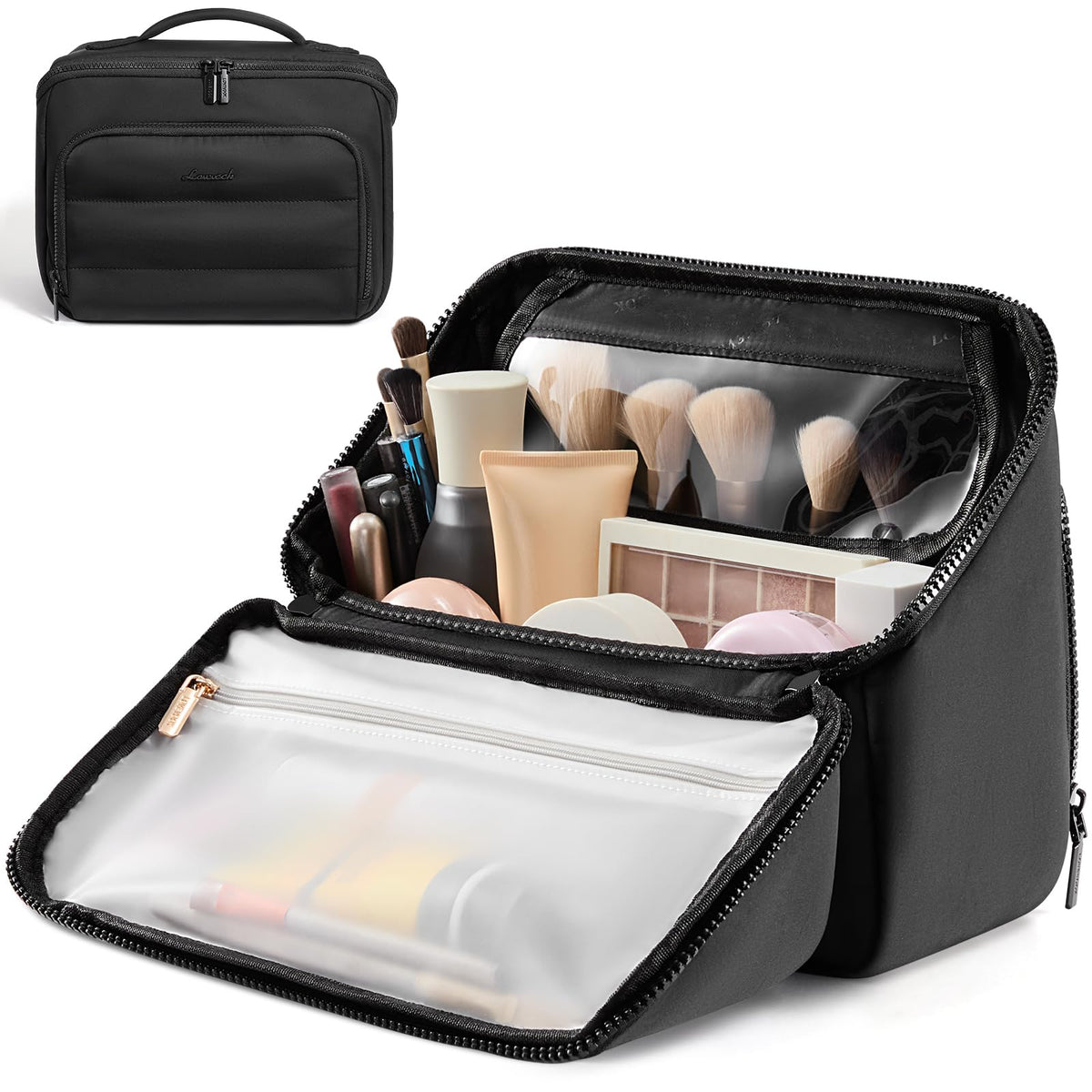 LOVEVOOK Travel Makeup Bag for Women, Puffy Toiletry Bag for Traveling