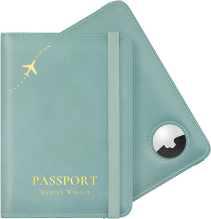 Stouchi Passport Holder with AirTag Slot– Slim RFID Travel Wallet