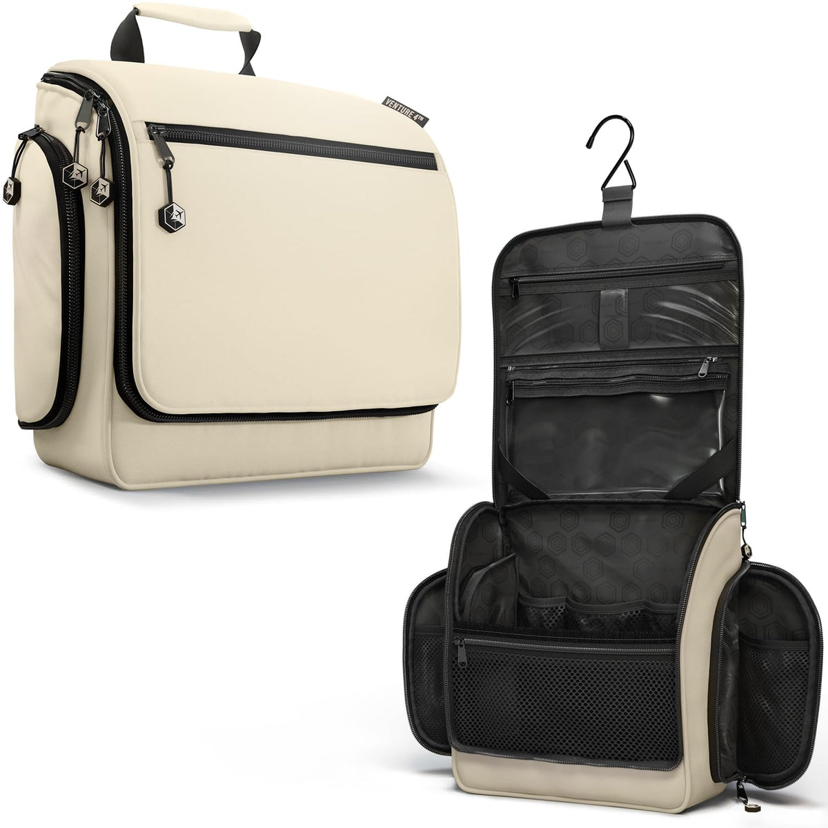 VENTURE 4TH Hanging Travel Toiletry Bag, 18 Compartments - Black
