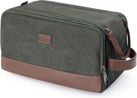 WANDF Travel Toiletry Bag for Men, Canvas Shaving Dopp Kit