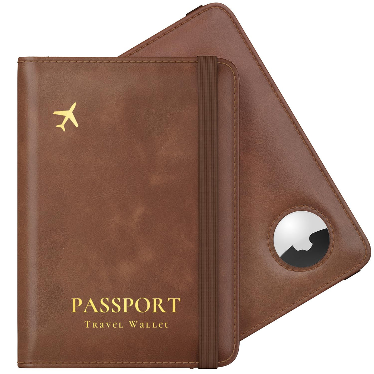 Stouchi Passport Holder with AirTag Slot– Slim RFID Travel Wallet
